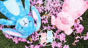 Adorable cutest stuffed animal plush toys around, perfect for all ages! Hamilton the fluffy soft pink pig and Eleanor the squishy blue bunny rabbit are the best friends who eat, sleep, and travel together!