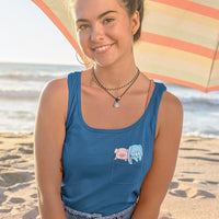 Pocket Pals, Heather Navy, Racerback Tank, Women, Apparel, Barn Buds® Company