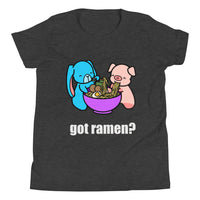 pig and bunny eating delicious ramen, got ramen cute t shirt foodies ramen lovers noodle lovers japanese chinese food foodies, perfect t shirts gift for all the ramen lovers around the world  dark grey heather
