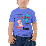 Some Bunny Loves Me Pig Time Pig Bunny Funny Toddler Shirt Heather Columbia Blue Girl Clothing