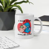 pig and bunny cute kawaii white mug hearts warm drink warms the heart