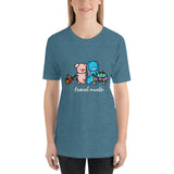 Pig and Bunny Adventure T-Shirt, Travel Mode, Adventure Begins ∙ Travel T-shirt, Vacation Shirt, Travelling, Happy Camper, Softstyle Unisex Tee Heather Deep Teal Women