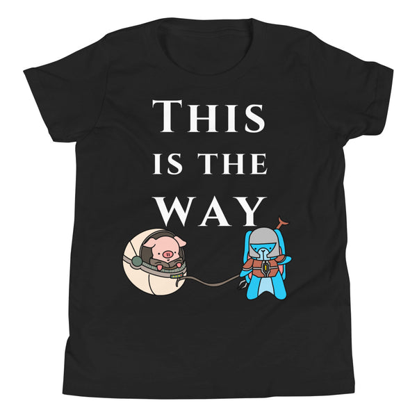 Mandalorian This is the Way parody t shirt featuring pig and bunny cute funny shirt design youth black bella canvas tee