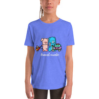Pig and Bunny Adventure T-Shirt, Travel Mode, Adventure Begins ∙ Travel T-shirt, Vacation Shirt, Travelling, Happy Camper, Softstyle Unisex Tee Heather Columbia Blue Youth